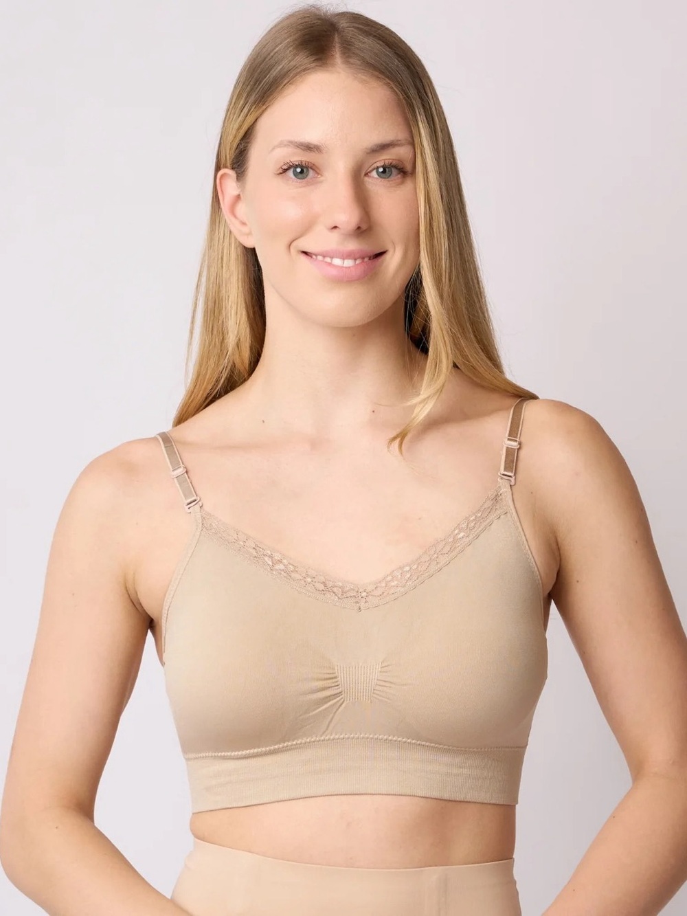 Coobie Lace Trim Comfort Bra in Tan - NO INSERTS